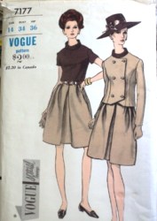 7177 VOGUE 60 2 BRSTD SUIT JKT,PLT SKIRT,BLOUSE LABEL PATTERN 14